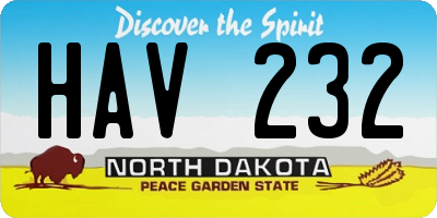 ND license plate HAV232