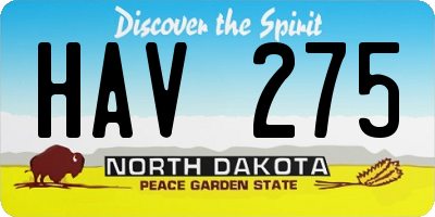 ND license plate HAV275