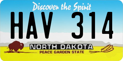 ND license plate HAV314