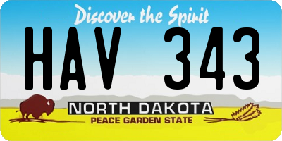 ND license plate HAV343