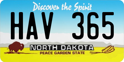 ND license plate HAV365