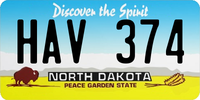 ND license plate HAV374