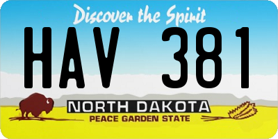 ND license plate HAV381