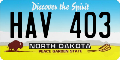 ND license plate HAV403
