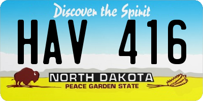 ND license plate HAV416