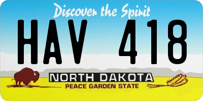 ND license plate HAV418