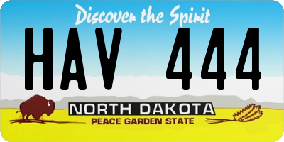 ND license plate HAV444