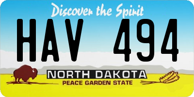 ND license plate HAV494