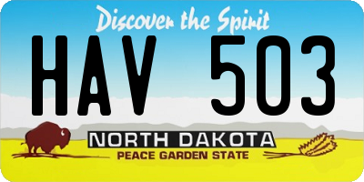 ND license plate HAV503
