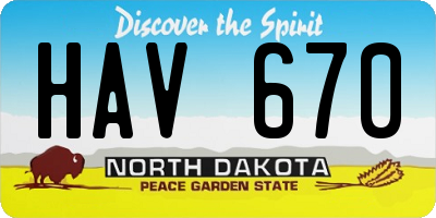 ND license plate HAV670