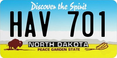 ND license plate HAV701