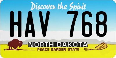 ND license plate HAV768