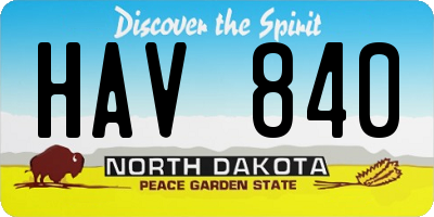 ND license plate HAV840