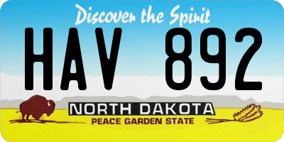 ND license plate HAV892