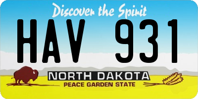 ND license plate HAV931