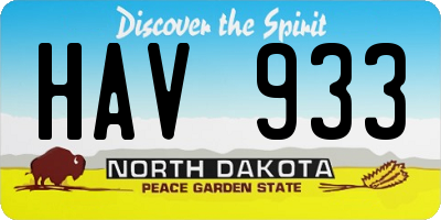 ND license plate HAV933