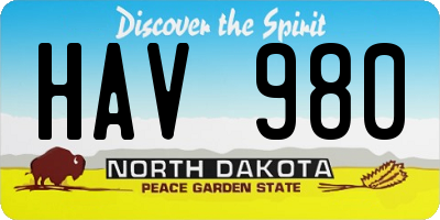 ND license plate HAV980