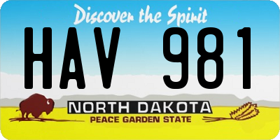 ND license plate HAV981