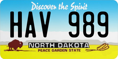 ND license plate HAV989