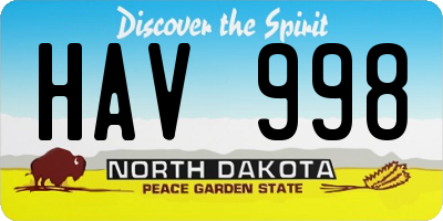 ND license plate HAV998