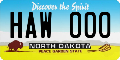 ND license plate HAW000