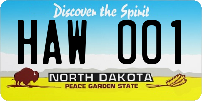 ND license plate HAW001