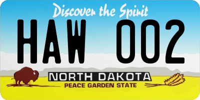 ND license plate HAW002