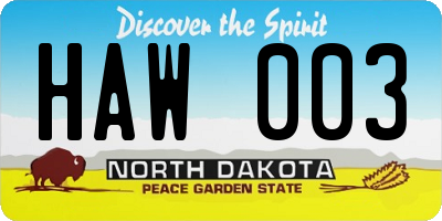 ND license plate HAW003