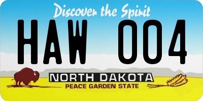 ND license plate HAW004