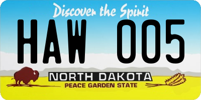 ND license plate HAW005