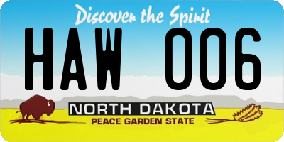 ND license plate HAW006