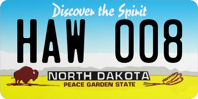 ND license plate HAW008