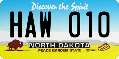 ND license plate HAW010