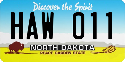 ND license plate HAW011