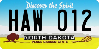 ND license plate HAW012