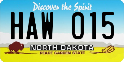 ND license plate HAW015