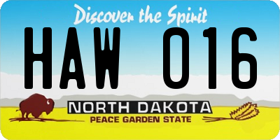 ND license plate HAW016