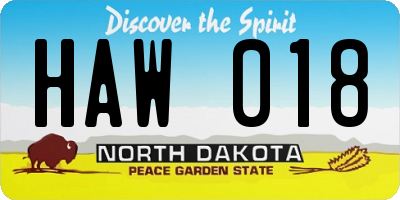 ND license plate HAW018