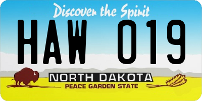 ND license plate HAW019