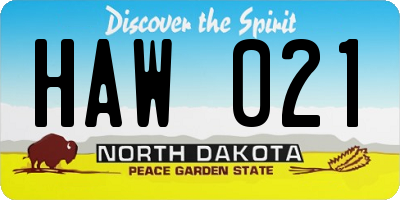 ND license plate HAW021