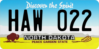 ND license plate HAW022