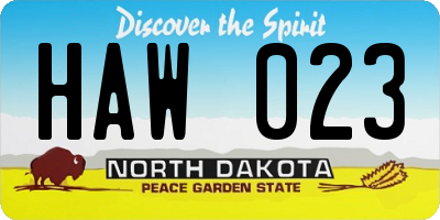 ND license plate HAW023