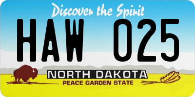 ND license plate HAW025