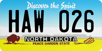 ND license plate HAW026