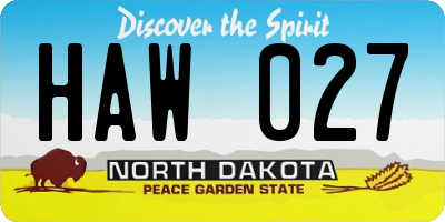 ND license plate HAW027