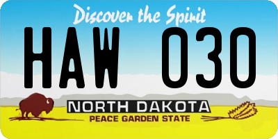 ND license plate HAW030