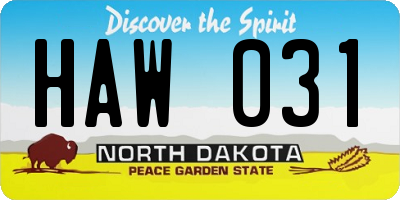 ND license plate HAW031