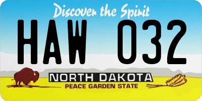 ND license plate HAW032