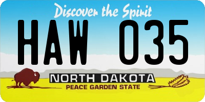 ND license plate HAW035