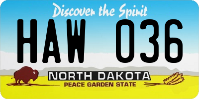 ND license plate HAW036